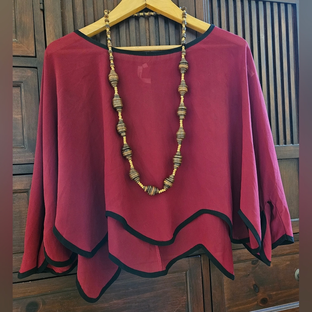 36point5, blouse , M ,burgundy